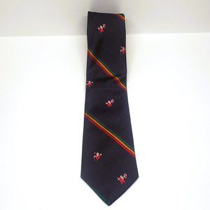 100% Silk Christmas Tie Dancing Santa Mark Pendleton Blue Made in USA